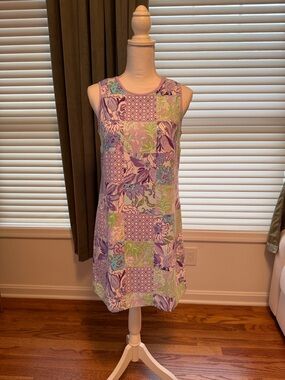 Lilly Pulitzer Lavender, Mint & White Sleeveless Patchwork Shift Dress